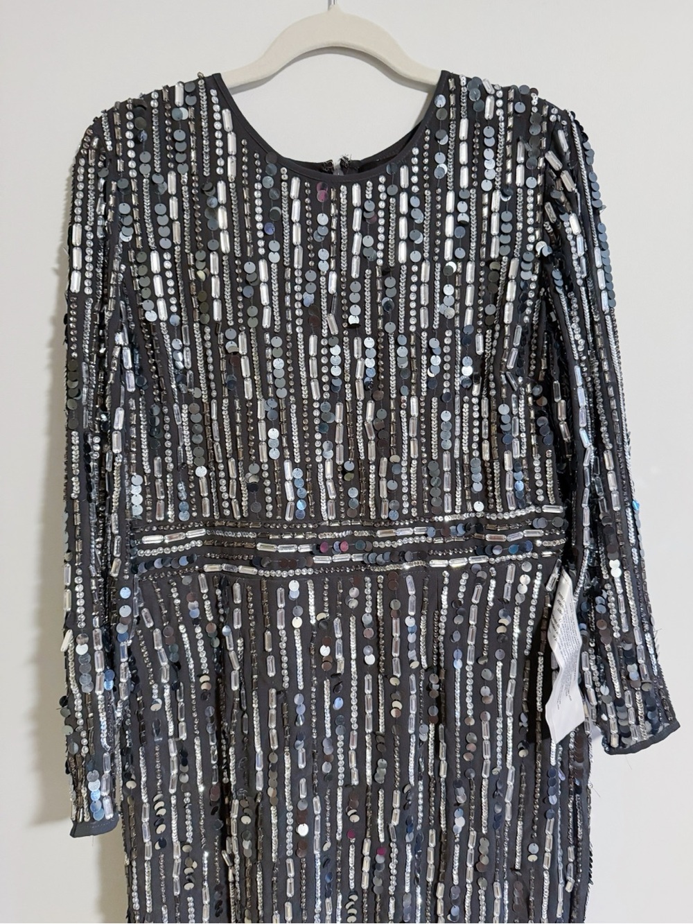 Mac Duggal - Charcoal Sequins Long Sleeve Dress - Picture 5 of 8